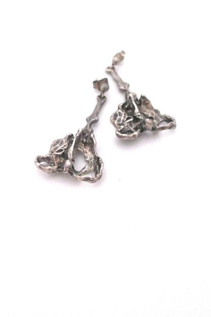 Randers Solvvarefabrik brutalist silver drop earrings