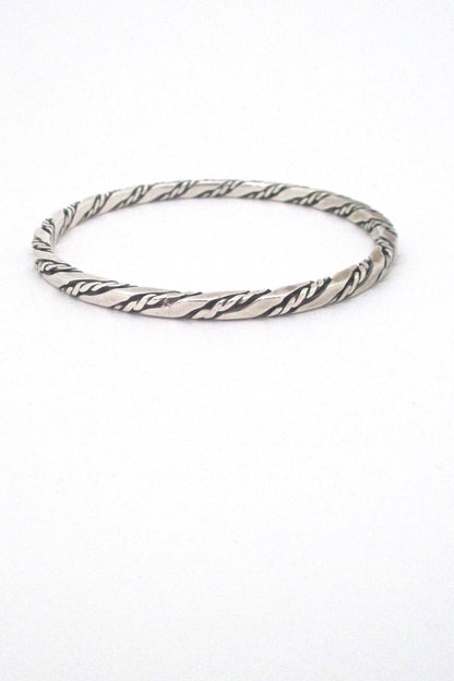 Randers Solvvarefabrik Denmark vintage mid century silver twisted bangle bracelet