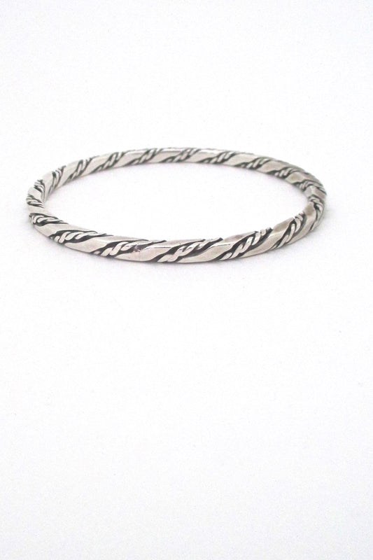 Randers Solvvarefabrik Denmark vintage mid century silver twisted bangle bracelet