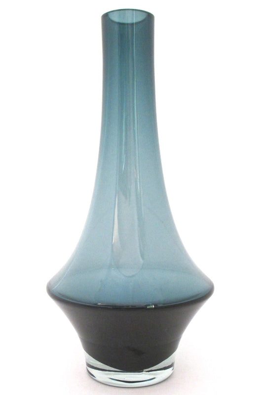 Riihimaki Finland large cased glass steel blue vase by Tamara Aladin