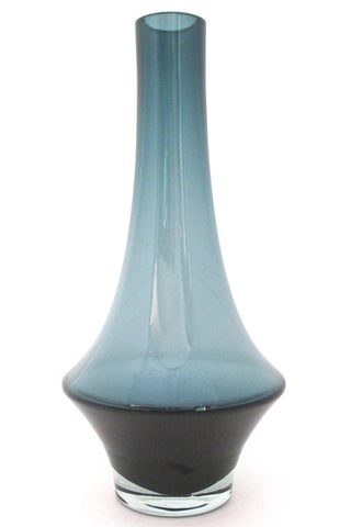 Riihimaki Finland large cased glass steel blue vase by Tamara Aladin