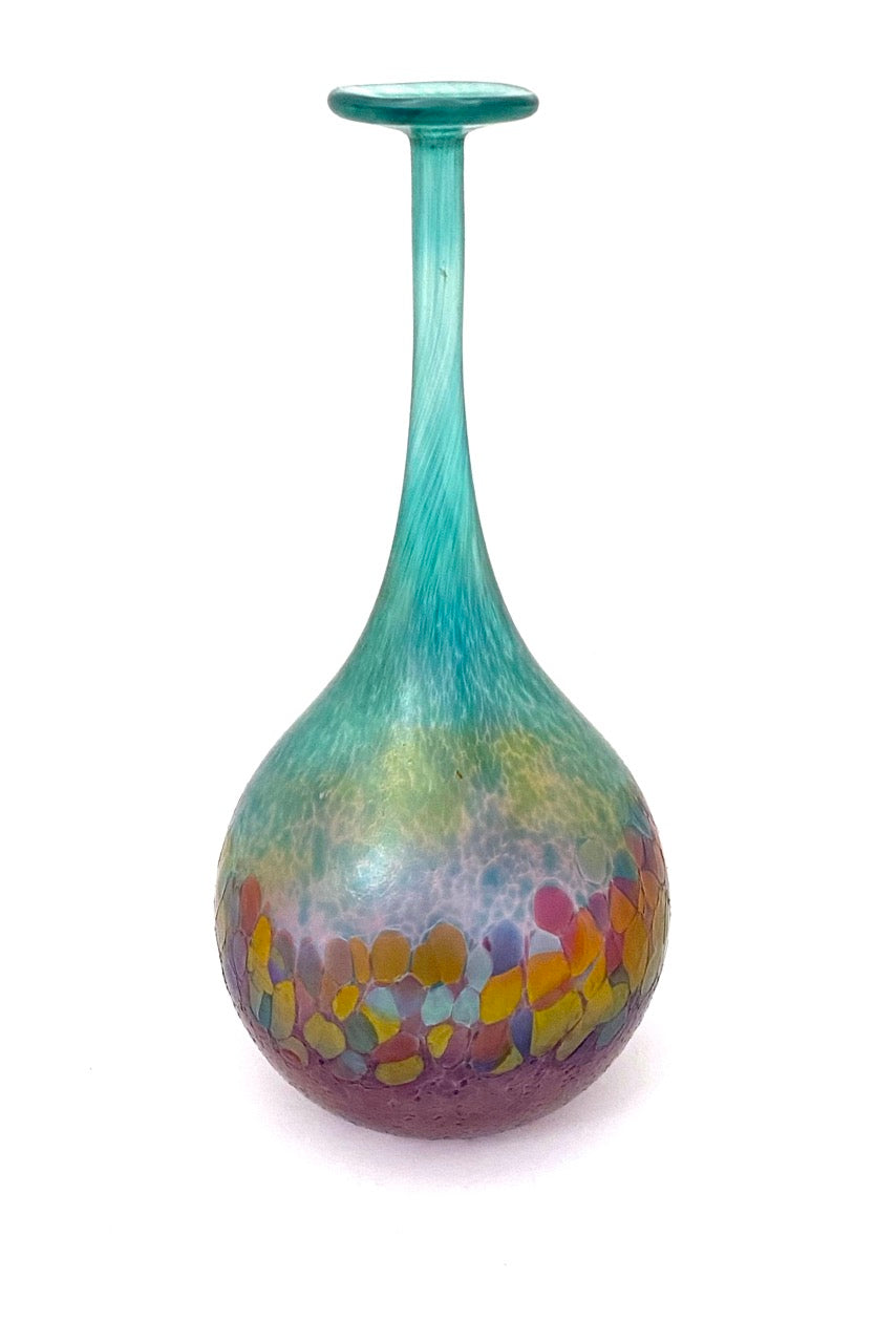 Robert Held Art Glass Canada vintage tall blown iridescent glass vase