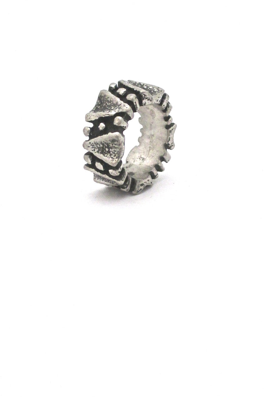 Robert Larin Canada vintage brutalist pewter dots ring