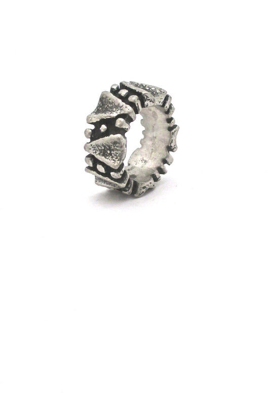 Robert Larin Canada vintage brutalist pewter dots ring