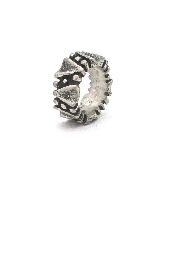 Robert Larin Canada vintage brutalist pewter dots ring