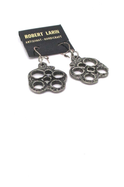 Robert Larin brutalist pewter drop earrings #367 on original card