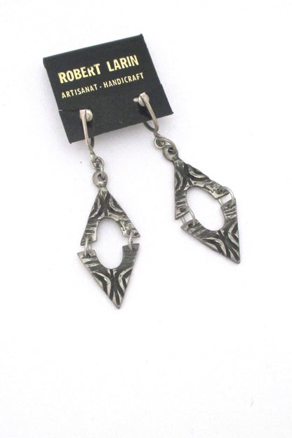 Robert Larin brutalist pewter drop earrings #370 ~ on original card