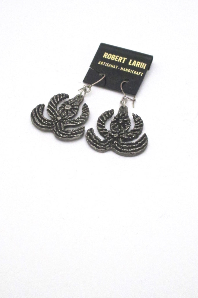 Robert Larin Canada vintage brutalist pewter drop earrings 371