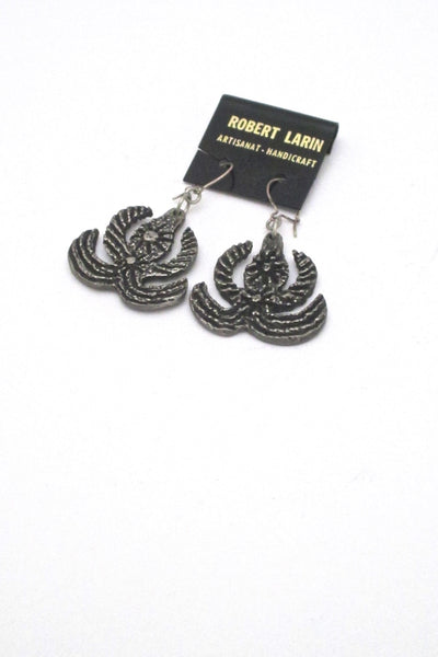 Robert Larin Canada vintage brutalist pewter drop earrings 371