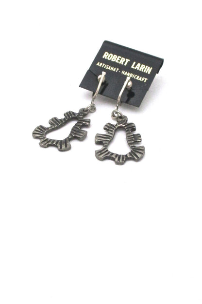 Robert Larin brutalist pewter drop earrings #376 ~ on original card