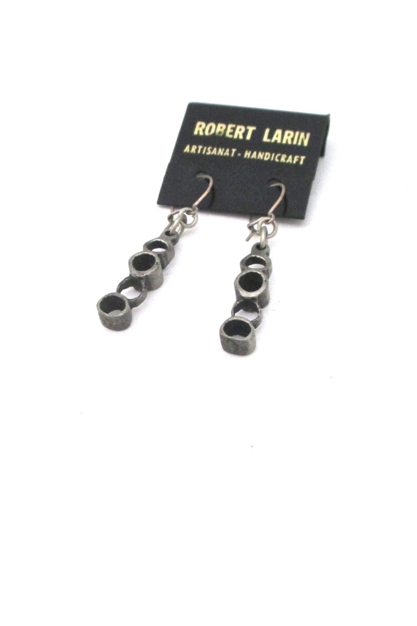 Robert Larin Canada vintage brutalist pewter drop earrings 378
