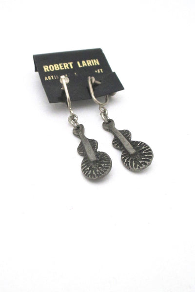 Robert Larin Canada vintage brutalist pewter drop earrings