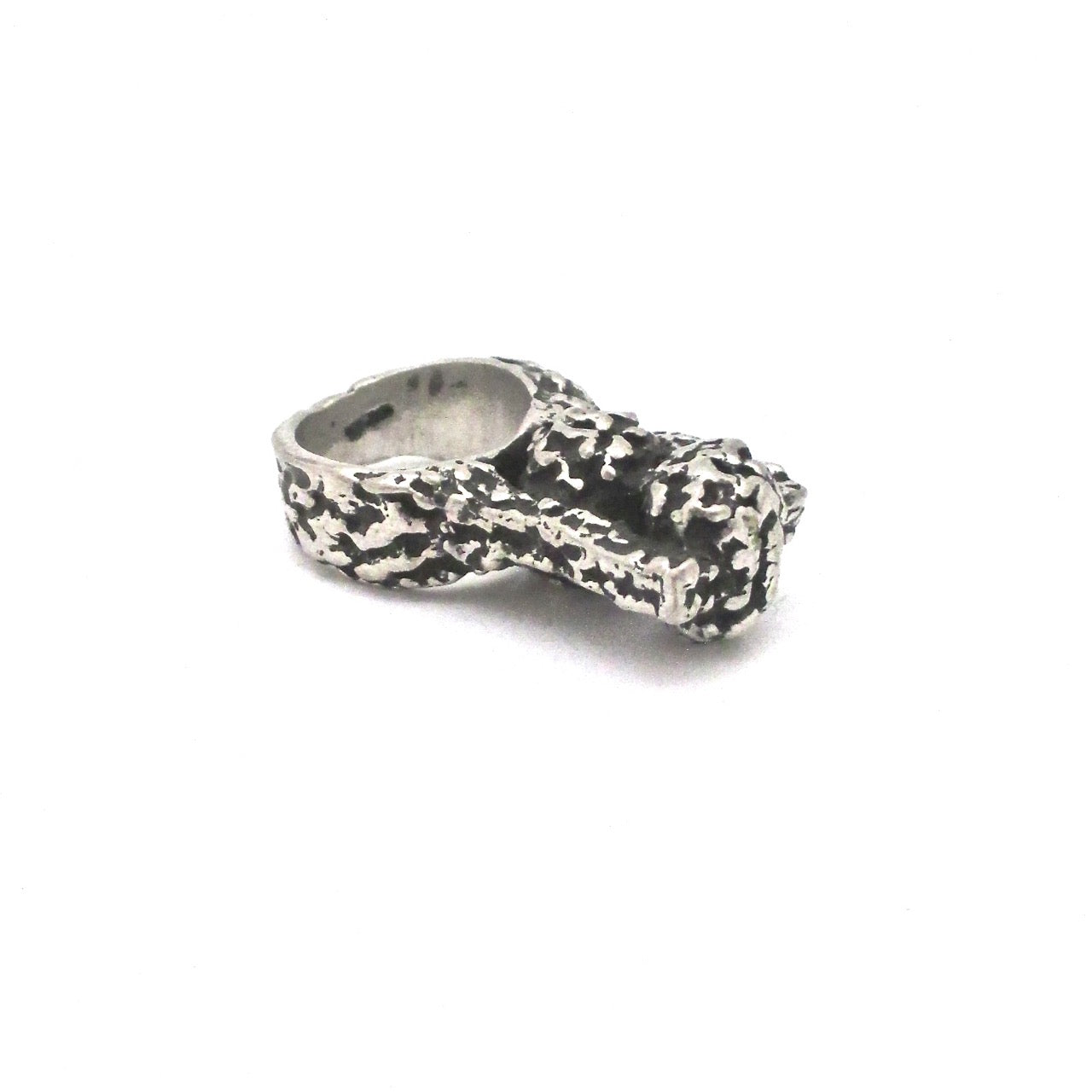 Robert Larin brutalist pewter 'stacked spheres' ring