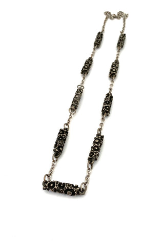 Robert Larin Canada vintage brutalist pewter long link chain necklace