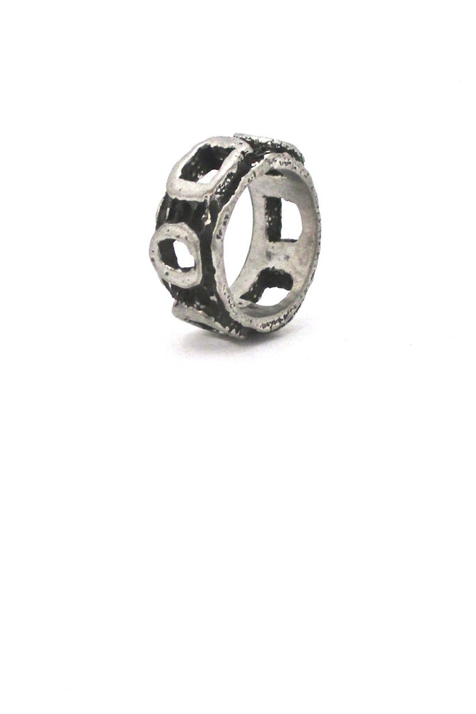 Robert Larin Canada vintage brutalist pewter openwork ring