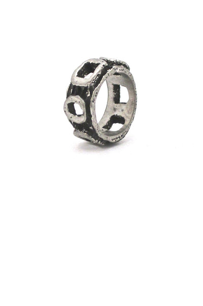 Robert Larin Canada vintage brutalist pewter openwork ring