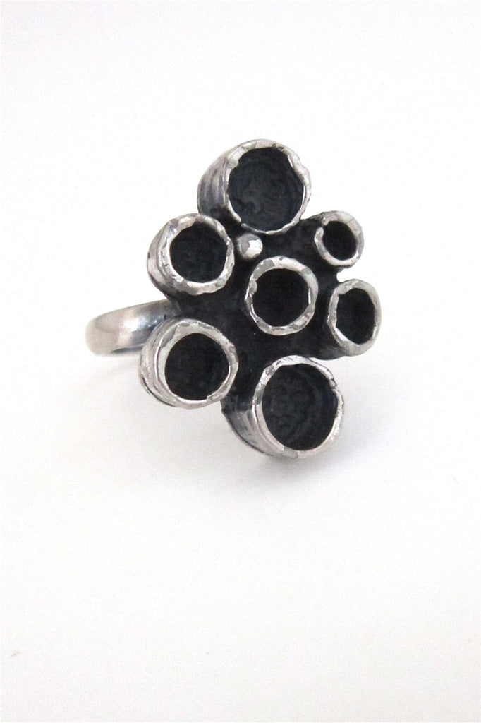 Robert Larin Canada brutalist pewter circles ring