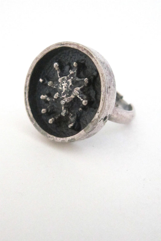 Robert Larin Canada brutalist pewter lichen ring