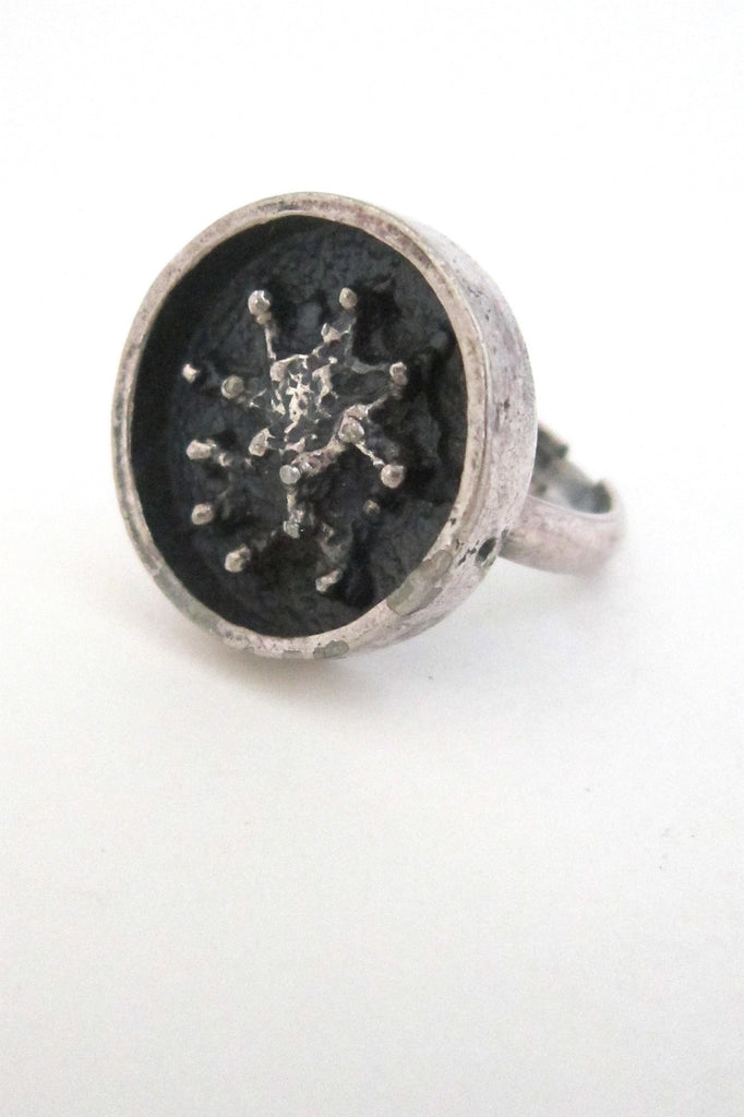 Robert Larin Canada brutalist pewter lichen ring
