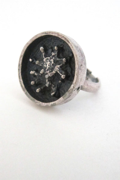 Robert Larin Canada brutalist pewter lichen ring