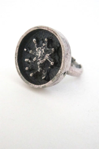 Robert Larin Canada brutalist pewter lichen ring