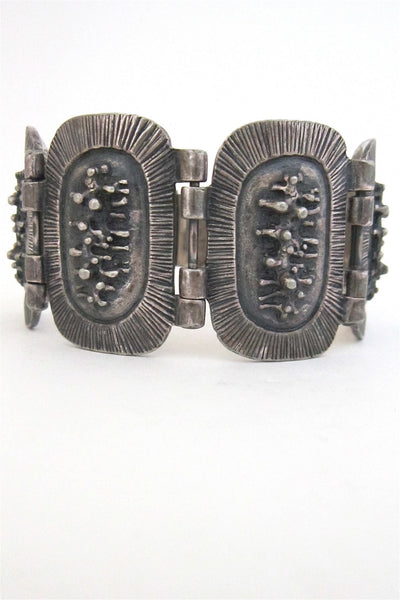 Robert Larin Canada brutalist pewter lichen panel link bracelet