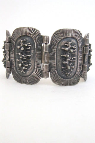 Robert Larin Canada brutalist pewter lichen panel link bracelet