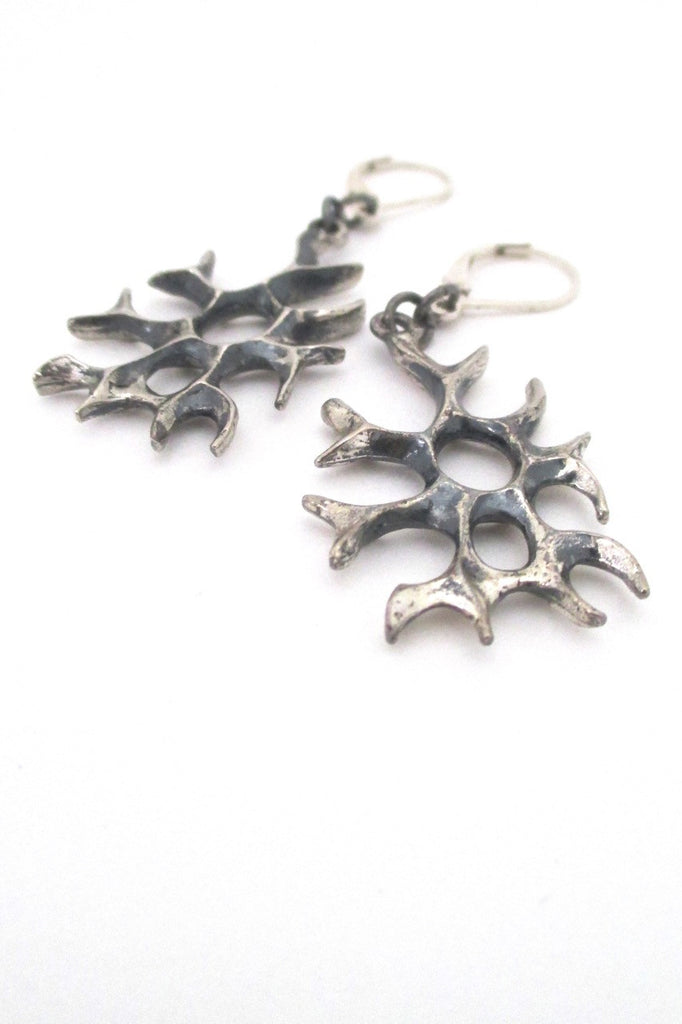 Robert Larin Canada vintage brutalist pewter drop earrings