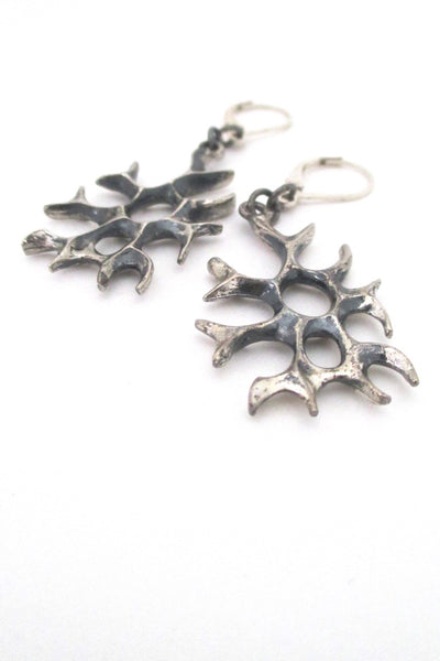 Robert Larin Canada vintage brutalist pewter drop earrings