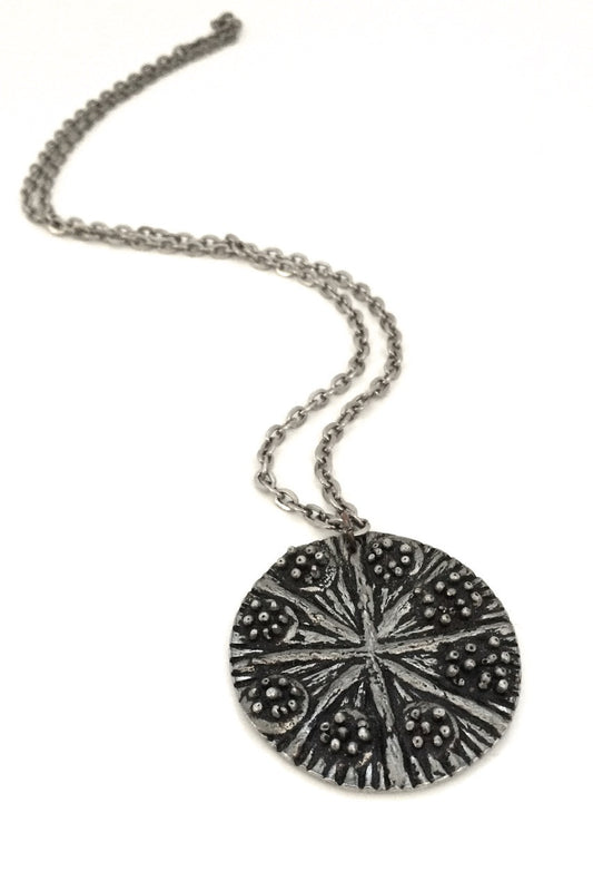 Robert Larin Canada vintage brutalist pewter pendant necklace