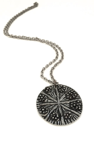 Robert Larin Canada vintage brutalist pewter pendant necklace