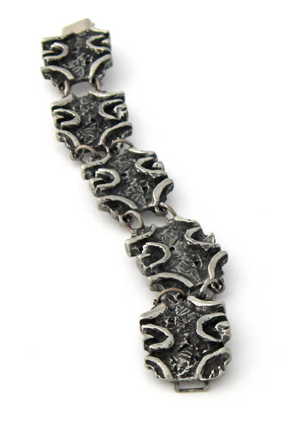 Robert Larin Canada vintage brutalist pewter panel link bracelet
