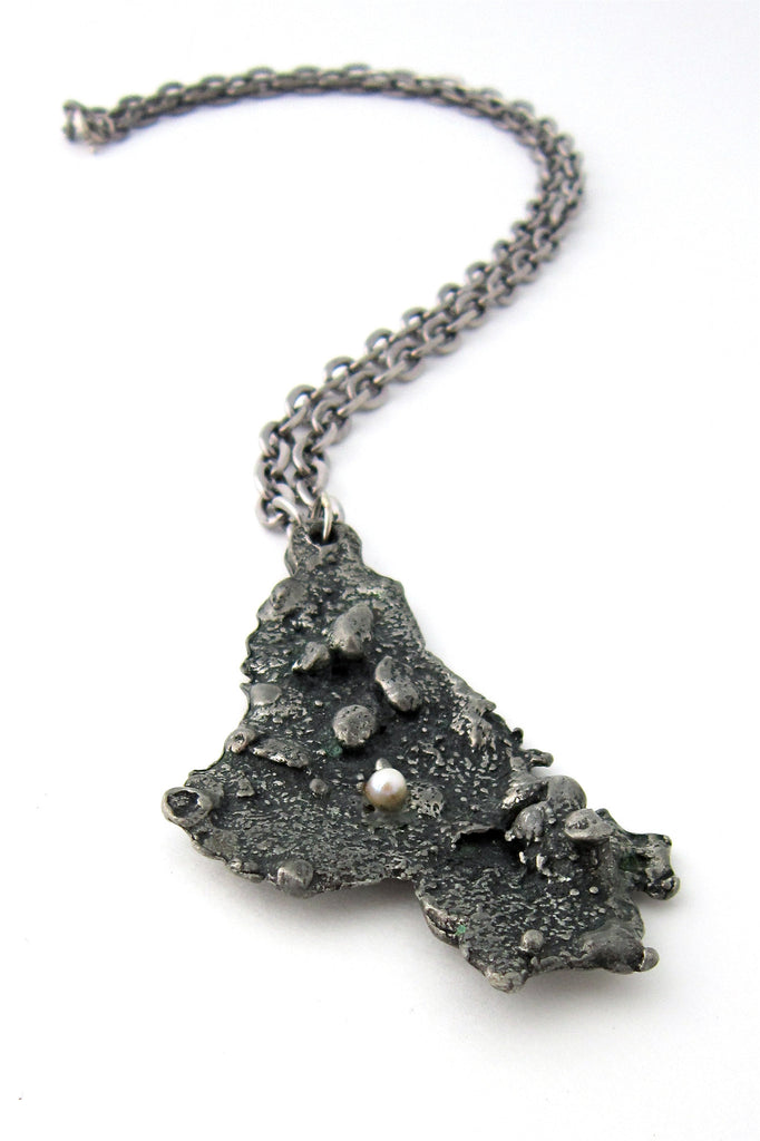 Robert Larin Canada pewter & freshwater pearl pendant