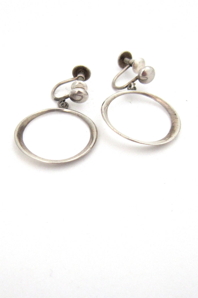 American Modernist Ronald Hayes Pearson sterling silver hoop earrings