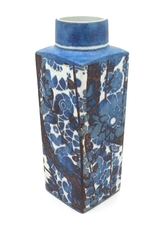 detail Royal Copenhagen Denmark vintage faience ceramic pillar vase by Johanne Gerber Scandinavian Modern design