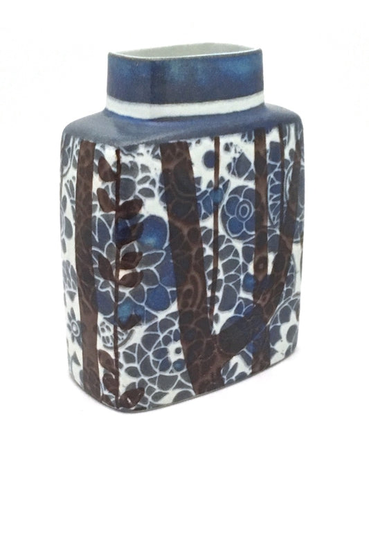 detail Royal Copenhagen Denmark vintage faience ceramic pillow vase 1 by Johanne Gerber Scandinavian Modern design