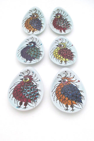 Royal Copenhagen Denmark Tenera faience Aluminia bird dishes by Beth Breyen set of 6
