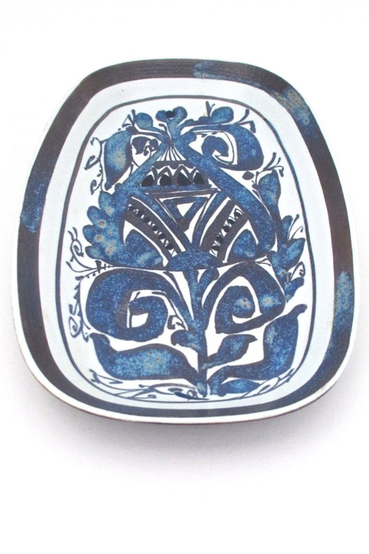 detail Royal Copenhagen Denmark large vintage ceramic matte glazed hand decorated Tenera dish by Kari Christensen