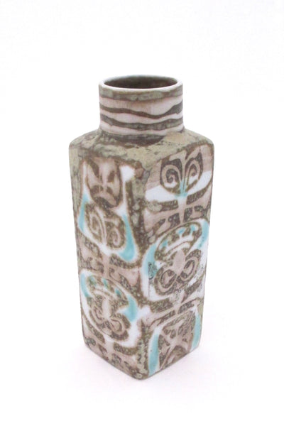 Royal Copenhagen Denmark vintage midcentury design small square Baca vase by Nils Thorsson 