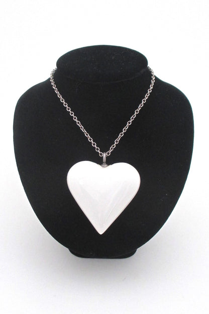scale Royal Copenhagen Denmark vintage extra large Scandinavian Modern porcelain silver heart pendant necklace