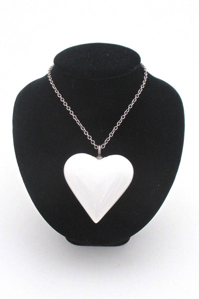 scale Royal Copenhagen Denmark vintage extra large Scandinavian Modern porcelain silver heart pendant necklace