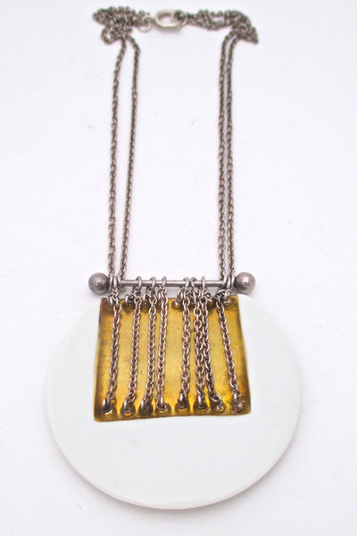 Anton Michelsen Royal Copenhagen Denmark vintage modernist sterling silver porcelain Royal Bini pendant necklace