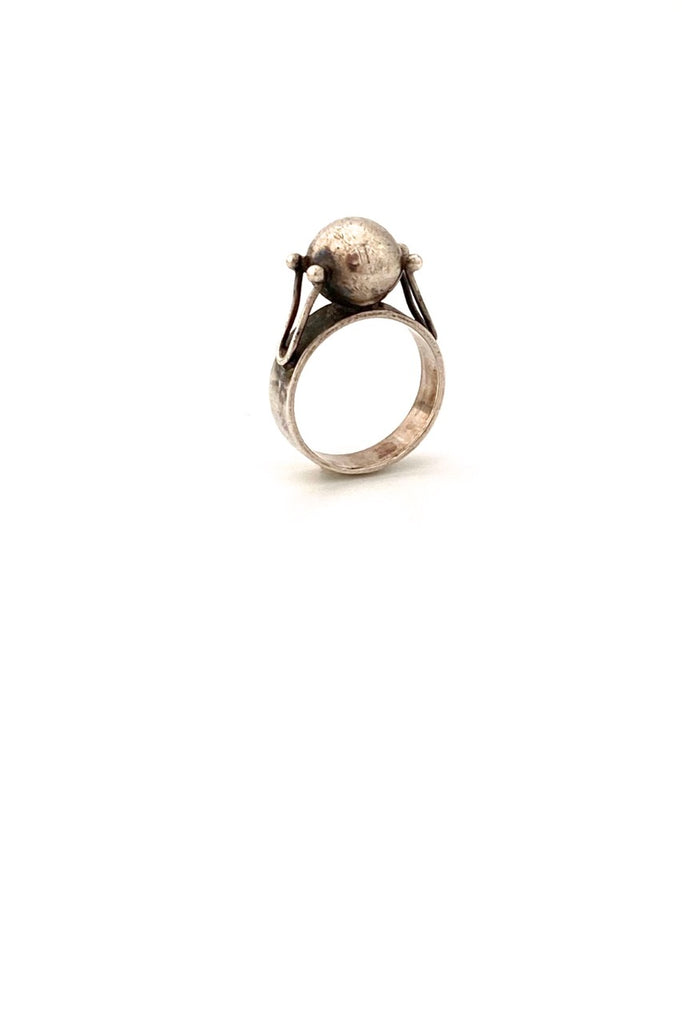 Rytosztuka Poland vintage Modernist silver sphere ring mid century jewelry design