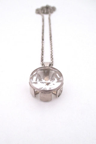 Kultaseppa Salovaara Finland large rock crystal and silver Nordic Modern pendant necklace