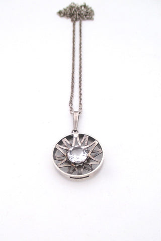 Kultaseppa Salovaara Finland vintage silver and rock crystal pendant necklace