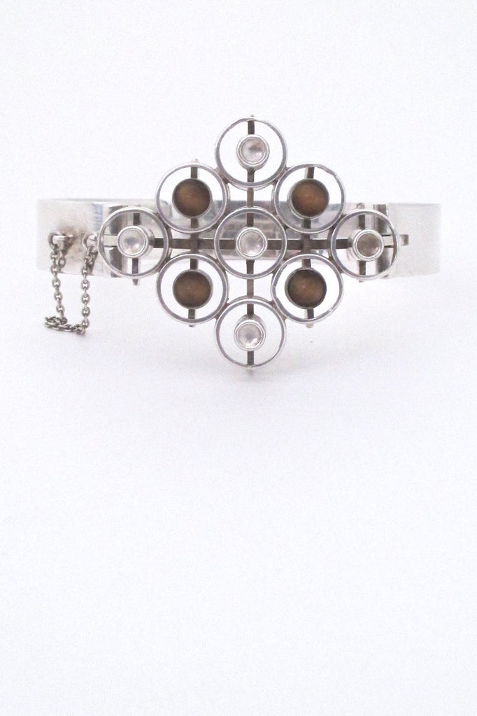 Salovaara Finland vintage Scandinavian Modern silver tiger eye bracelet 1970