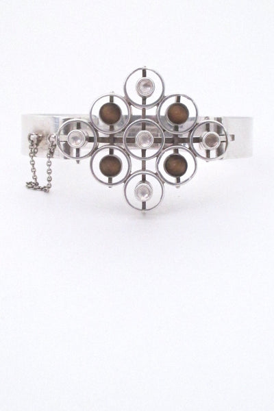 Salovaara Finland vintage Scandinavian Modern silver tiger eye bracelet 1970