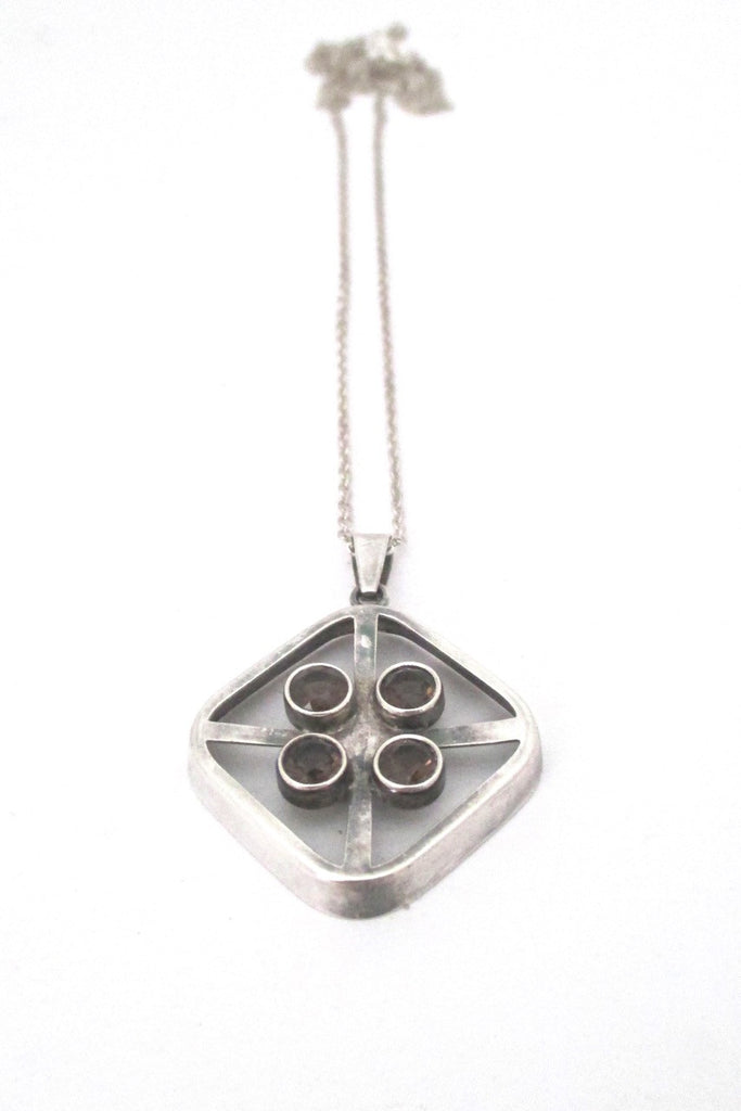 Kultaseppa Salovaara Finland vintage Scandinavian Modernist sterling quartz pendant necklace
