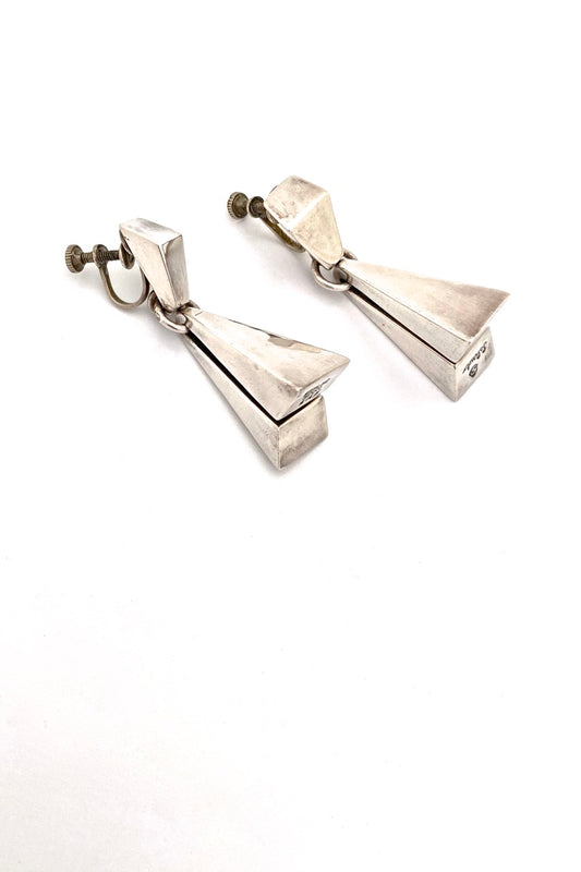Salvador Teran Mexico silver drop earrings Modernist jewelry design