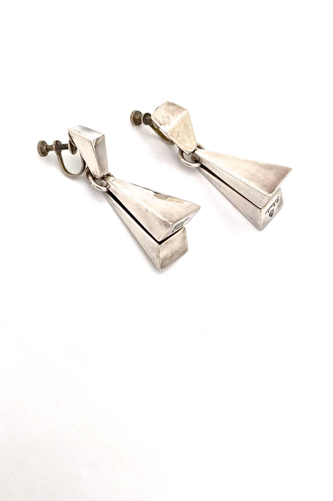 Salvador Teran Mexico silver drop earrings Modernist jewelry design